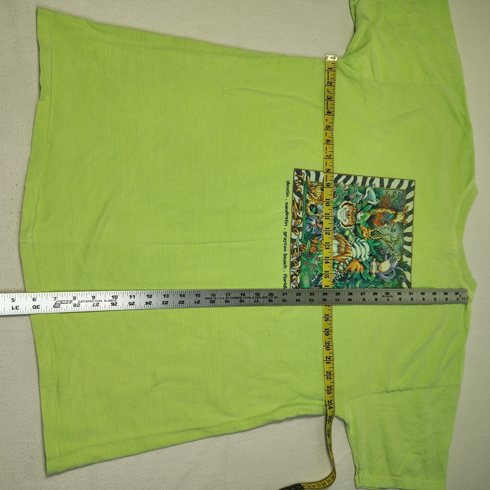 VINTAGE Florida Zoo Gallery T-Shirt Mens XL Lime Green Comfort Colors 2001 - Picture 9 of 14